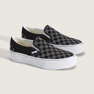Vans Classic Black and White Checkered Slip-Ons Platform